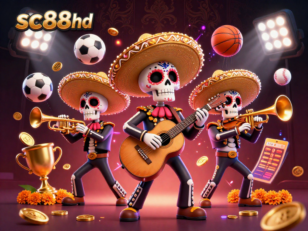Experience dynamic betting action with sc88hd's vibrant mariachi band and colorful sports elements.