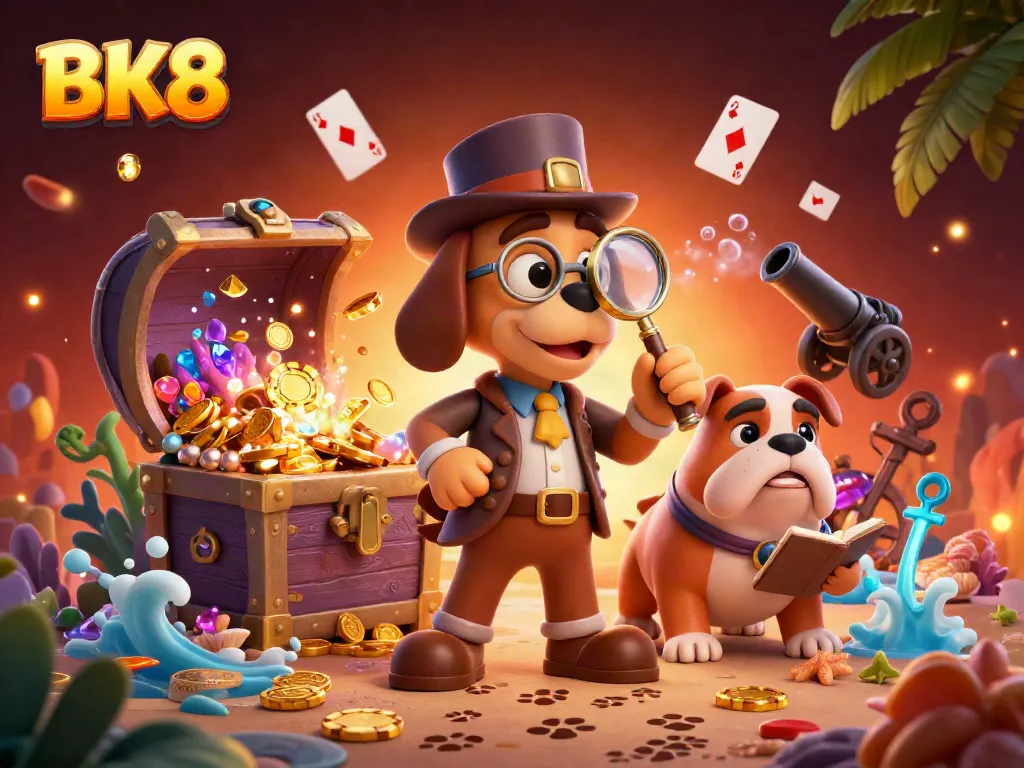 Discover thrilling BK8 gameplay with a detective unraveling casino clues and treasures.