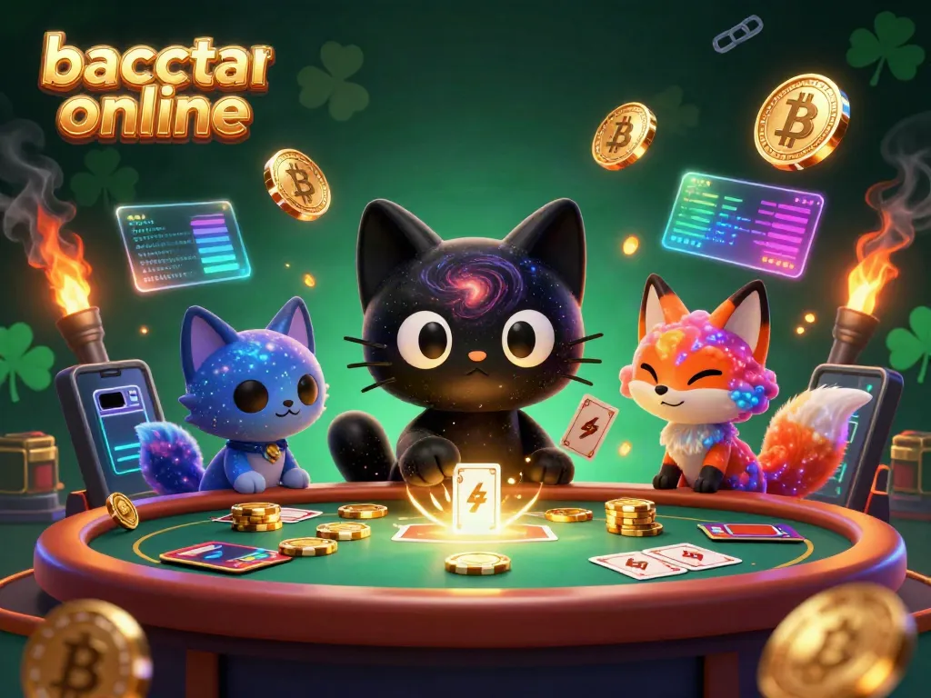 Experience baccarat online with vibrant characters in a cosmic casino setting.