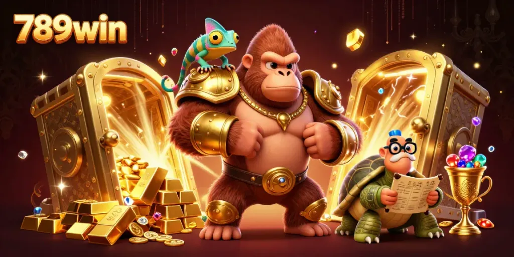 Engage with the exciting 789win gaming world featuring vibrant casino characters and treasures.