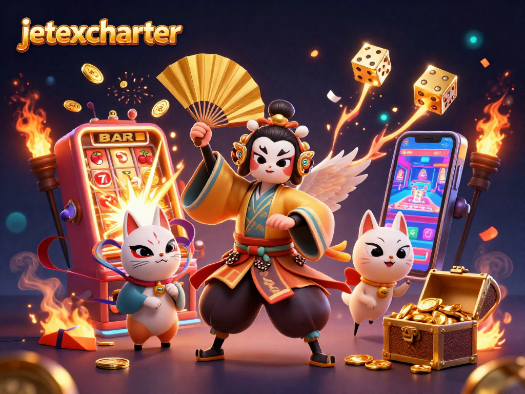 Experience vibrant gameplay with jetexcharter showcasing a dynamic casino scene filled with slot machine action.