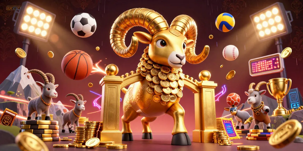 Engage with thrilling bets at 8XBET amid dynamic sports elements and a golden charging ram.
