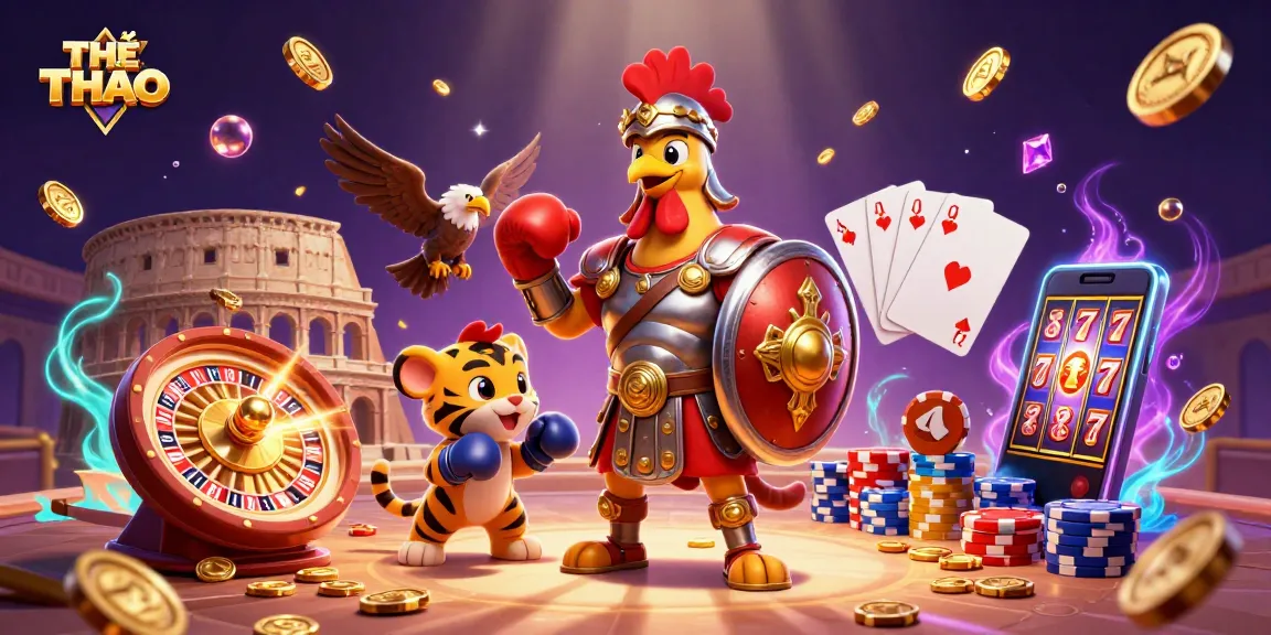 Engage in THỂ THAO action with a vibrant 3D illustration showcasing betting elements and animated characters.