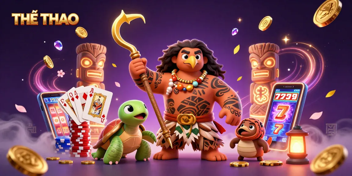 Engage with THỂ THAO casino gameplay featuring a Polynesian demigod and vibrant gaming elements.
