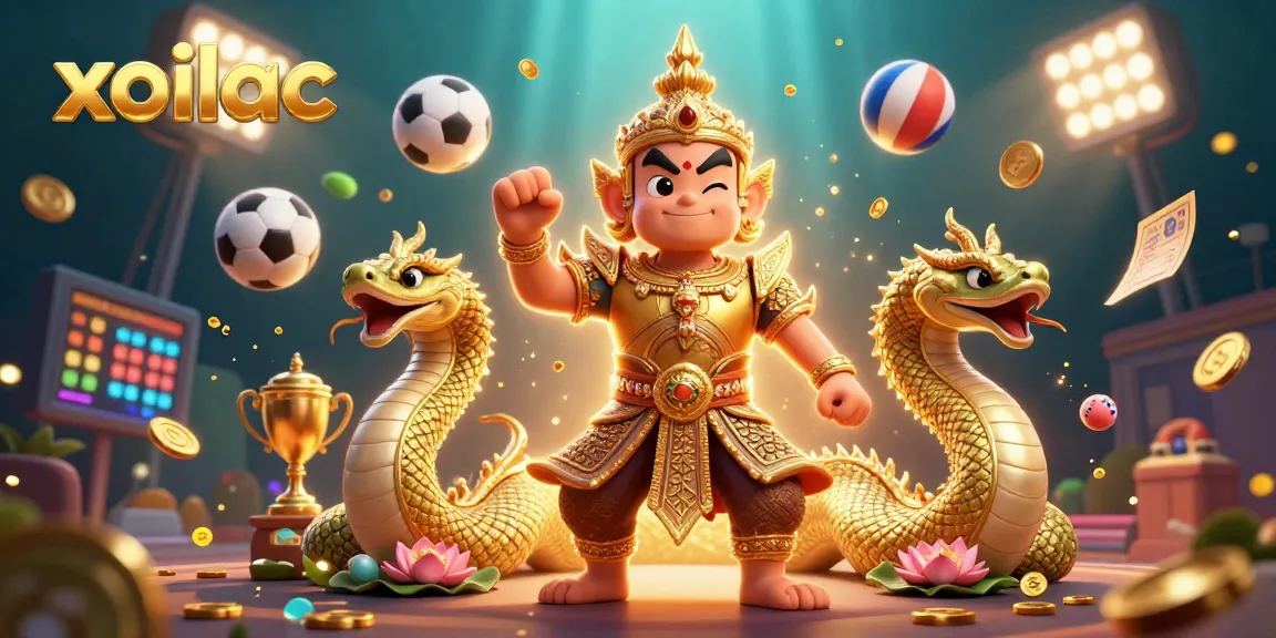 Experience thrilling sports betting action with xoilac in a vibrant 3D cartoon scene.